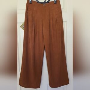 Grade & Gather Rust Pinstripe Wide-Leg Women's Pants